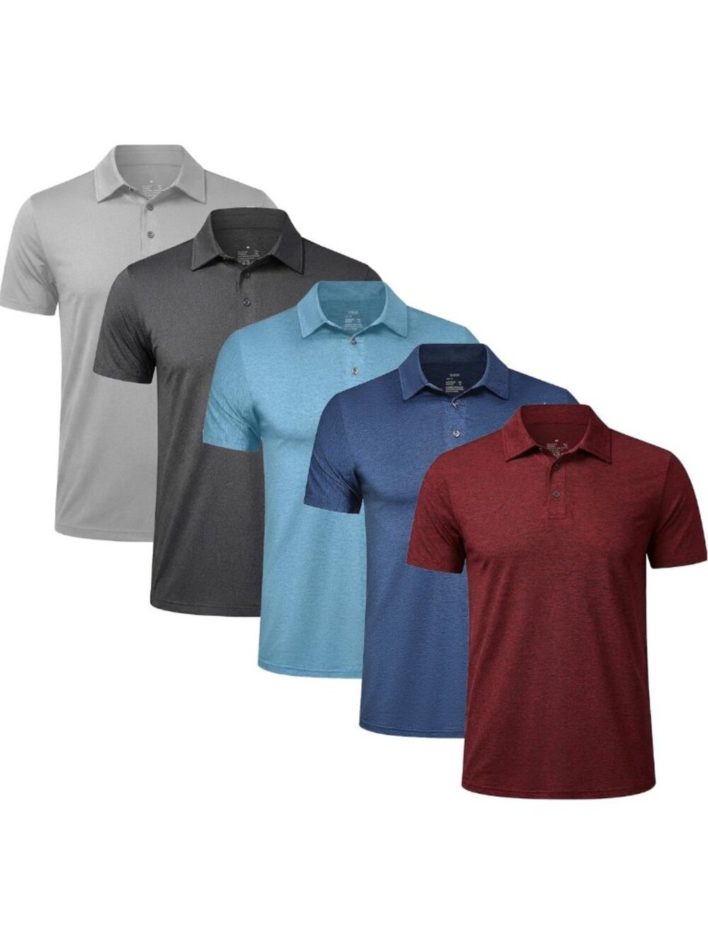 5-Pack Men's Short Sleeve Polo Shirts - Performance Golf Tees, Casual Wear